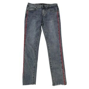 Joe's Jeans Girls Kids Size 12 Denim Skinny Jeans Red Stripe‎ Frayed Hem